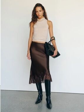 NWT Reformation Carolina Silk Skirt